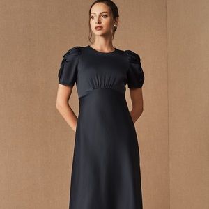 BHLDN Leyden Satin Midi Dress NAVY NWT